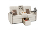 Qualitex De Leon RV Loveseat w/ Storage Console, Ultimate Leather, Power Recline, Macadamia & Desert Taupe