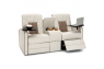 Qualitex De Leon RV Loveseat w/ Storage Console, Ultimate Leather, Power Recline, Macadamia & Desert Taupe