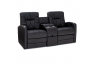 Qualitex De Leon RV Loveseat w/ Storage Console, Ultimate Leather, Power Recline, Midnight Black