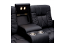 Qualitex De Leon RV Loveseat w/ Storage Console, Ultimate Leather, Power Recline, Midnight Black