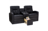 Qualitex De Leon RV Loveseat w/ Storage Console, Ultimate Leather, Power Recline, Midnight Black