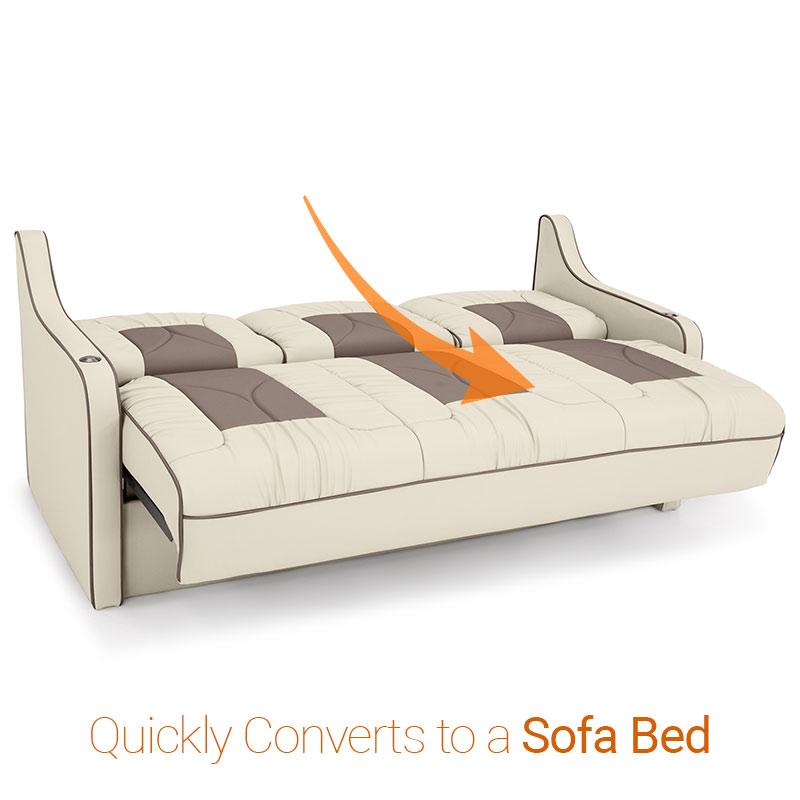 Qualitex De Leon Cosnole DX RV Sofa Bed, Two Tone, RV Furniture