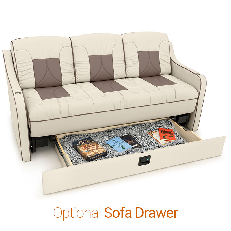 Qualitex De Leon Cosnole DX RV Sofa Bed, Two Tone, RV Furniture