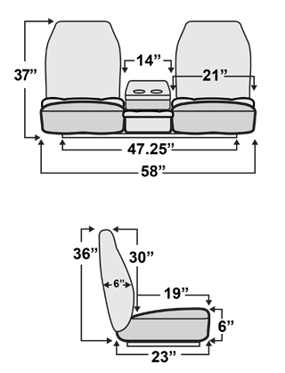 Qualitex Express Low Back 40-20-40 Truck Bench Seat, Fold-Forward & Recline  Backs, Flip-Up Center Console w/ Storage, Fabric, Vinyl, or Leather, 20+