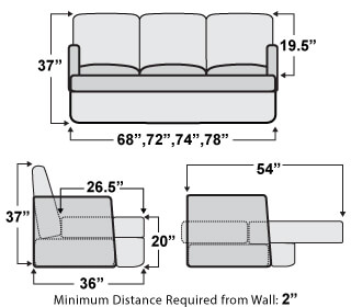 Qualitex Colorado Rv Sofa Bed Sleeper, Rv Jackknife Sofa Dimensions